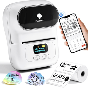 Imprimanta Etichete Termica Portabila, Compatibila iOS/Android/Windows, Aplicatie Telefon, Rola 40x30 Inclusa, Alb