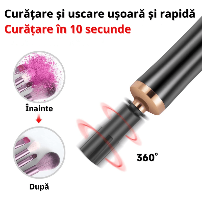Ingrijire personala si Cosmetice - Machiaj - Aplicatoare si pensule machiaj - Aparat pentru Curatarea Pensulelor de Machiaj, Curatare si Uscare Ultrasonica,Pentru Toate Dimensiunile de Pensule,Negru - Infinity.ro