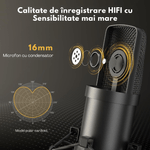 PC, gaming si accesorii - Periferice PC - Microfoane PC - Microfon Condenser Profesional VITTALIST BM800, Cu Stand, Pentru Studio, Podcast, Gaming, Streaming, Voice-over, Negru - Infinity.ro