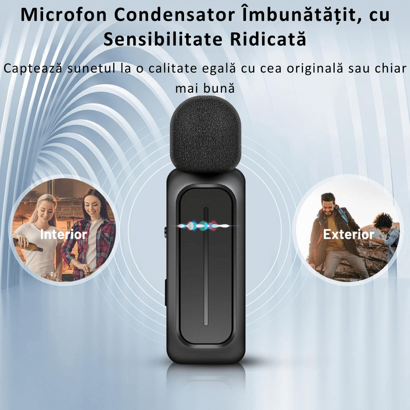 PC, gaming si accesorii - Periferice PC - Microfoane PC - Set 2 Microfoane Lavaliera Profesionale, Inregistrare Video, Vlogging, Interviuri, 3 Moduri de Reducere a Zgomotului - Infinity.ro