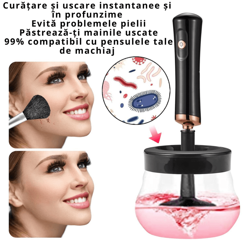Ingrijire personala si Cosmetice - Machiaj - Aplicatoare si pensule machiaj - Aparat pentru Curatarea Pensulelor de Machiaj, Curatare si Uscare Ultrasonica,Pentru Toate Dimensiunile de Pensule,Negru - Infinity.ro