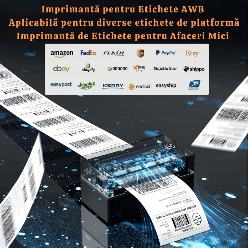 PC, gaming si accesorii - Imprimante, scanere & consumabile - Imprimante - Imprimante termice - Imprimanta termica VITTALIST pentru etichete si AWB-uri, Portabila, Compatibila cu iOS / Android / Windows / MacOS,Negru - Infinity.ro