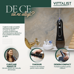 Ingrijire personala si Cosmetice - Igiena dentara - Irigatoare bucale - Irigator Oral Profesional Portabil, 5 Trepte Intensitate, 8 Duze, IPX7, Rezervor 300ml, 1200 Pulsatii/Min, Negru - Infinity.ro