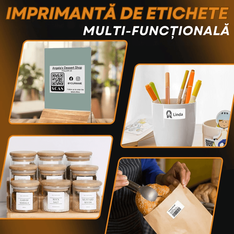 PC, gaming si accesorii - Imprimante, scanere & consumabile - Imprimante - Imprimante termice - Imprimanta Etichete Termica Portabila, Compatibila iOS/Android/Windows, Aplicatie Telefon, Rola 40x30 Inclusa, Negru - Infinity.ro