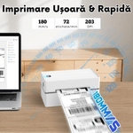 PC, gaming si accesorii - Imprimante, scanere & consumabile - Imprimante - Imprimante termice - Imprimanta termica VITTALIST pentru etichete si AWB-uri, Portabila, Compatibila cu iOS / Android / Windows / MacOS, Alb - Infinity.ro