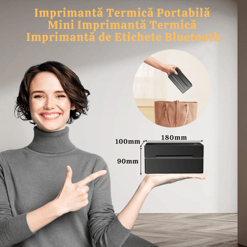 PC, gaming si accesorii - Imprimante, scanere & consumabile - Imprimante - Imprimante termice - Imprimanta termica VITTALIST pentru etichete si AWB-uri, Portabila, Compatibila cu iOS / Android / Windows / MacOS,Negru - Infinity.ro