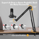 PC, gaming si accesorii - Periferice PC - Microfoane PC - Microfon Condenser Profesional VITTALIST BM800, Cu Stand, Pentru Studio, Podcast, Gaming, Streaming, Voice-over, Negru - Infinity.ro