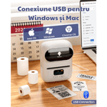 PC, gaming si accesorii - Imprimante, scanere & consumabile - Imprimante - Imprimante termice - Imprimanta Etichete Termica Portabila, Compatibila iOS/Android/Windows, Aplicatie Telefon, Rola 40x30 Inclusa, Alb - Infinity.ro