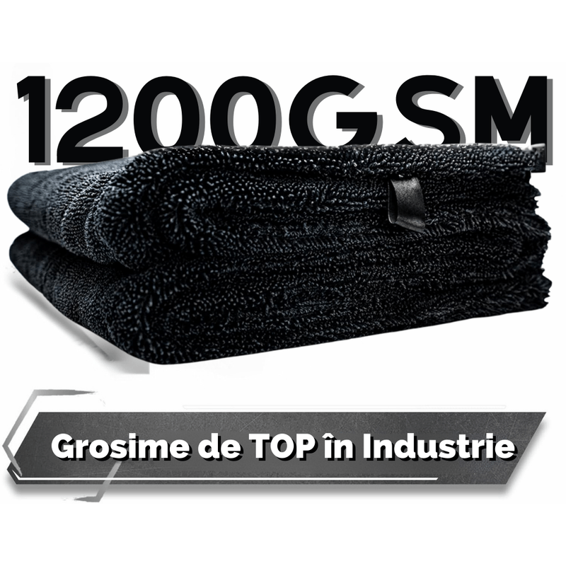Auto si Moto - Intretinere auto - Produse curatare auto - Set 2 Prosop Uscare Auto Microfibra Premium VITTALIST, Ultra Absorbant, 1200GSM, 90x60 cm, Fara Urme, Ideal Detailing - Infinity.ro