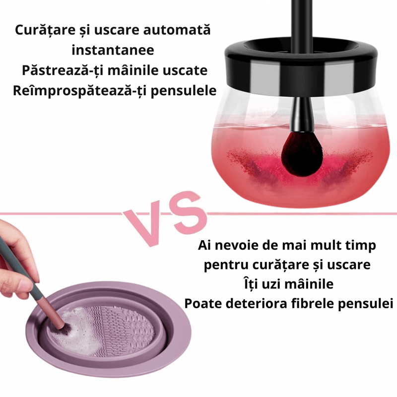 Ingrijire personala si Cosmetice - Machiaj - Aplicatoare si pensule machiaj - Aparat pentru Curatarea Pensulelor de Machiaj, Curatare si Uscare Ultrasonica,Pentru Toate Dimensiunile de Pensule,Negru - Infinity.ro