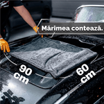 Auto si Moto - Intretinere auto - Produse curatare auto - Set 2 Prosop Uscare Auto Microfibra Premium VITTALIST, Ultra Absorbant, 1200GSM, 90x60 cm, Fara Urme, Ideal Detailing - Infinity.ro