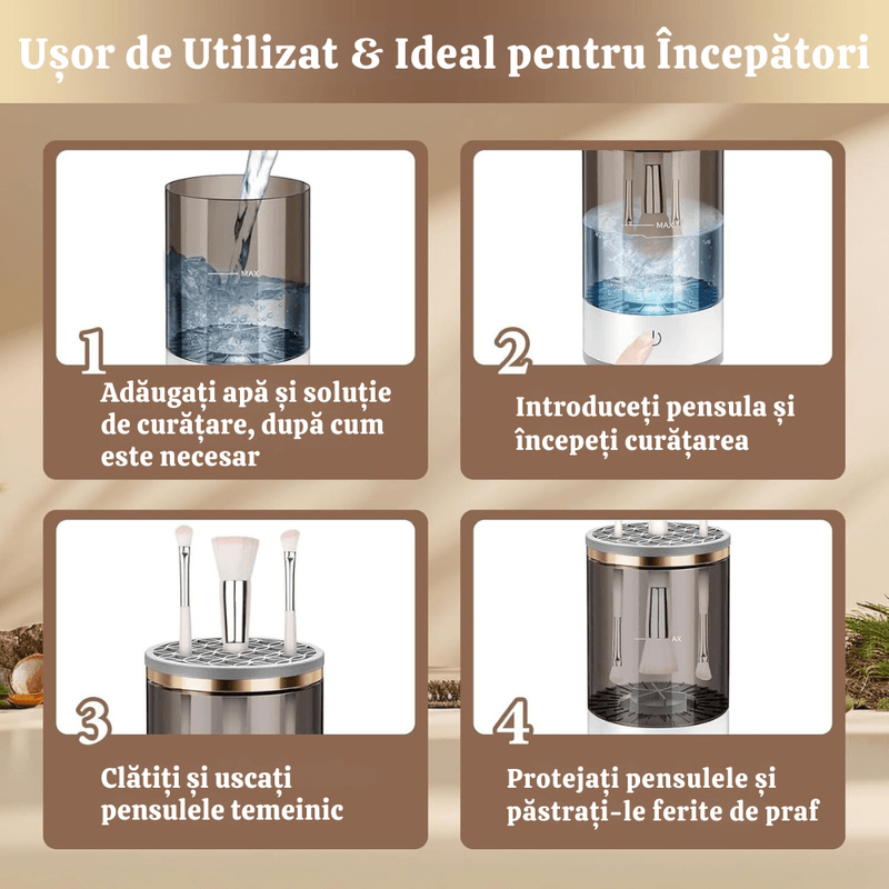 Ingrijire personala si Cosmetice - Machiaj - Aplicatoare si pensule machiaj - Aparat pentru Curatarea Pensulelor de Machiaj, 7000 RPM, Curatare Avansata Ultrasonica,Toate Dimensiunile de Pensule,Alb - Infinity.ro