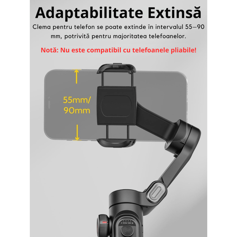 TV, Audio-Video si Foto - Aparate foto si accesorii - Accesorii foto si video - Stabilizatoare de imagine - Stabilizator Gimbal 3 Axe pentru Telefon, Bluetooth, Control Gesturi AI, Urmarire Faciala, Compatibil iOS & Android - Infinity.ro