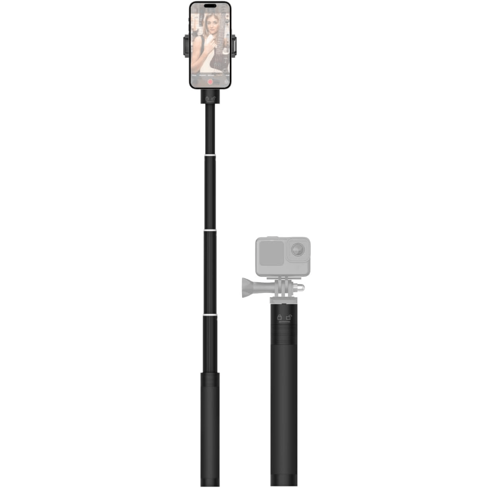 Brat Extensibil 72 cm pentru Stabilizator Gimbal Telefon, Selfie Stick Telescopic, Negru Carbon