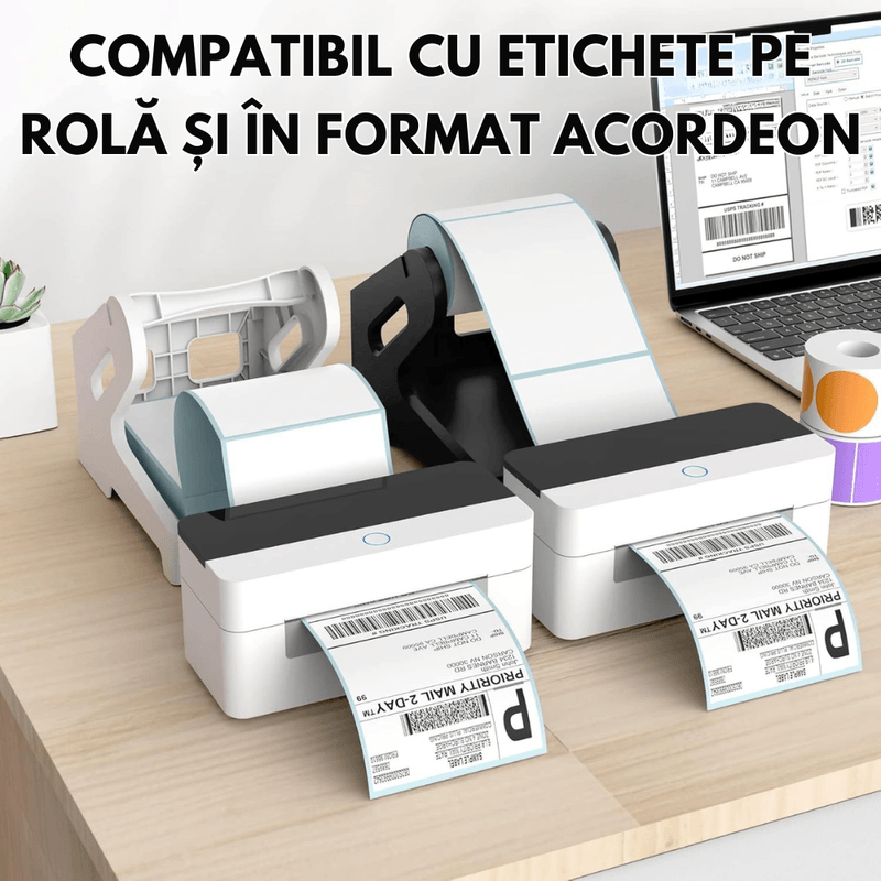 PC, gaming si accesorii - Imprimante, scanere & consumabile - Consumabile si accesorii - Benzi etichete - Suport pentru Etichete Termice Autoadezive VITTALIST, Etichete Rola sau in Format Acordeon pentru AWB, Negru - Infinity.ro