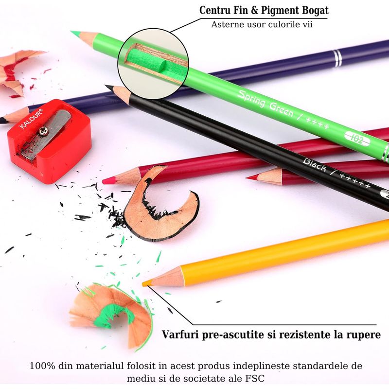 Carti si Birotica - Birotica - Instrumente de scris - Creioane - Set Profesional 72 Creioane Colorate, Desen, Schite, Arta, In Cutie Metalica Rezistenta, Pentru Artisti, Copii, Scoala - Infinity.ro