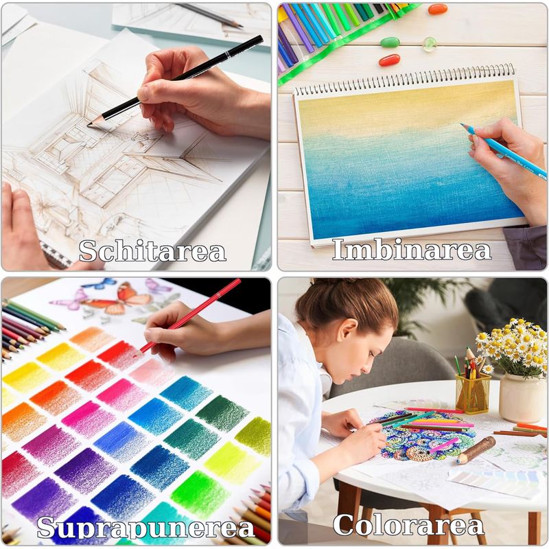 Carti si Birotica - Birotica - Instrumente de scris - Creioane - Set Profesional 72 Creioane Colorate, Desen, Schite, Arta, In Cutie Metalica Rezistenta, Pentru Artisti, Copii, Scoala - Infinity.ro