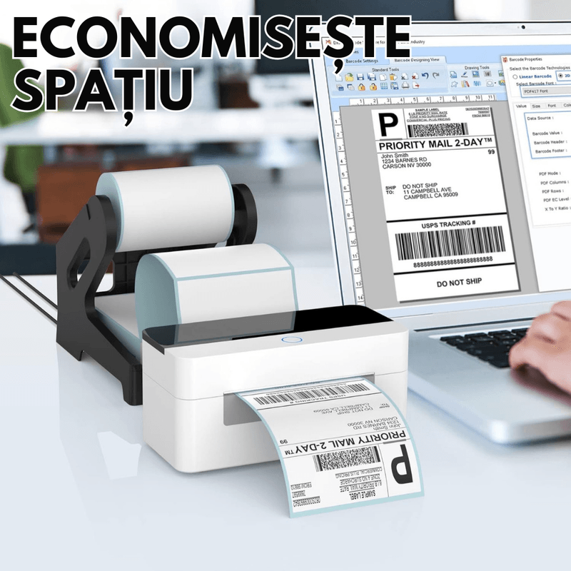 PC, gaming si accesorii - Imprimante, scanere & consumabile - Consumabile si accesorii - Benzi etichete - Suport pentru Etichete Termice Autoadezive VITTALIST, Etichete Rola sau in Format Acordeon pentru AWB, Negru - Infinity.ro