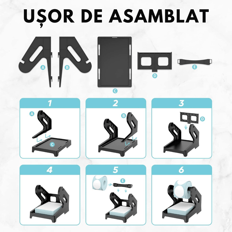 PC, gaming si accesorii - Imprimante, scanere & consumabile - Consumabile si accesorii - Benzi etichete - Suport pentru Etichete Termice Autoadezive VITTALIST, Etichete Rola sau in Format Acordeon pentru AWB, Negru - Infinity.ro
