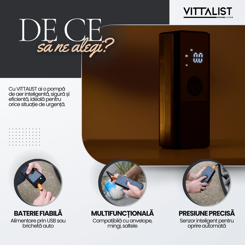 Auto si Moto - Reparatii si depanare - Compresoare auto - Compresor Auto Portabil, Pompa Smart Electrica, Power Bank, pentru Anvelope Auto, Moto, Biciclete, Mingi, Saltele, Negru - Infinity.ro