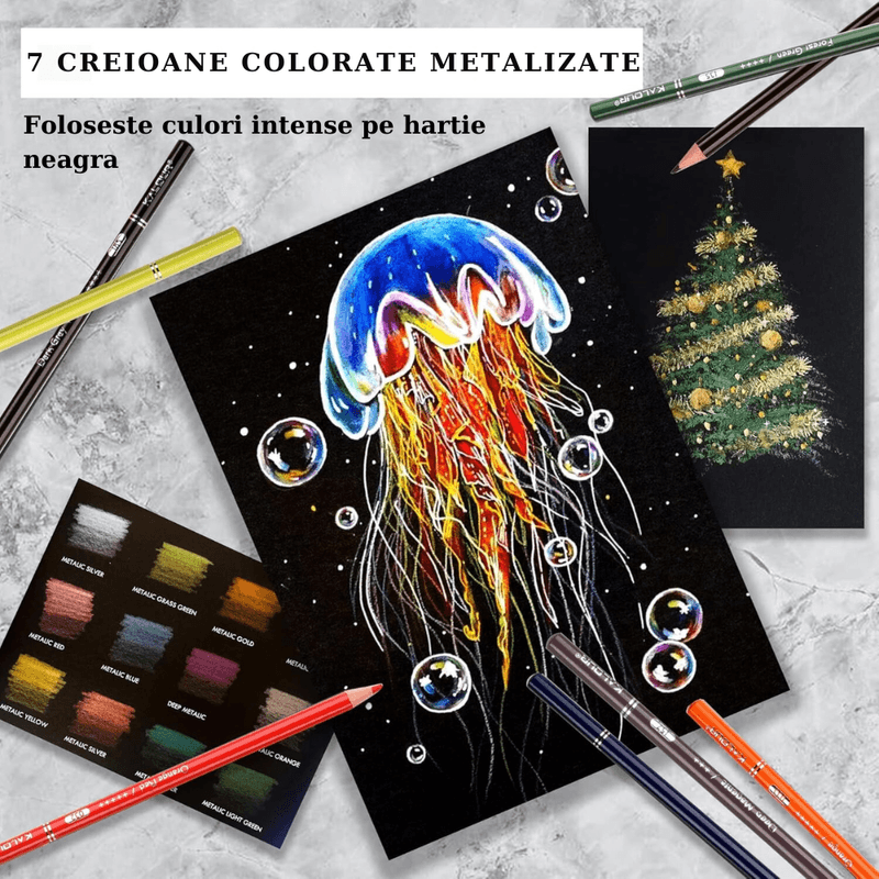 Carti si Birotica - Birotica - Instrumente de scris - Creioane - Set Profesional 72 Creioane Colorate, Desen, Schite, Arta, In Cutie Metalica Rezistenta, Pentru Artisti, Copii, Scoala - Infinity.ro