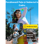 TV, Audio-Video si Foto - Aparate foto si accesorii - Accesorii foto si video - Stabilizatoare de imagine - Stabilizator Gimbal Telefon 3 Axe, Bluetooth, AI Tracking, 10h, iOS/Android + Brat extensibil 72 cm, Negru Metalizat - Infinity.ro