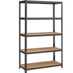Casa si Gradina - Mobilier - Biblioteci si rafturi - Rafturi - Raft de depozitare metalic, cu rafturi din PAL, 5 polite, max. 875 kg, 200x120x60cm, negru - Infinity.ro