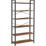 Casa si Gradina - Mobilier - Biblioteci si rafturi - Biblioteci - Biblioteca cu 6 rafturi, etajera stil industrial, PAL si cadru metalic, 30x80x186 cm, maro rustic - Infinity.ro