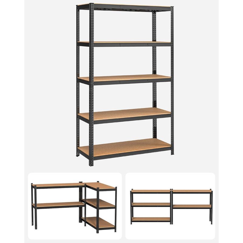 Casa si Gradina - Mobilier - Biblioteci si rafturi - Rafturi - Raft de depozitare metalic, cu rafturi din PAL, 5 polite, max. 875 kg, 200x120x60cm, negru - Infinity.ro