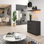 Casa si Gradina - Mobilier - Comode si corpuri - Comode - Comoda JERRY cu 3 sertare si dulap cu rafturi, PAL laminat, 80x35x77 cm, gri grafit - Infinity.ro