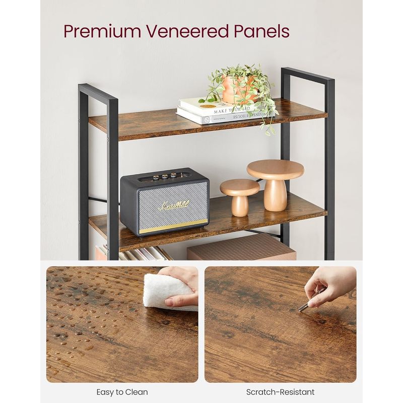 Casa si Gradina - Mobilier - Biblioteci si rafturi - Biblioteci - Biblioteca cu 6 rafturi, etajera stil industrial, PAL si cadru metalic, 30x80x186 cm, maro rustic - Infinity.ro