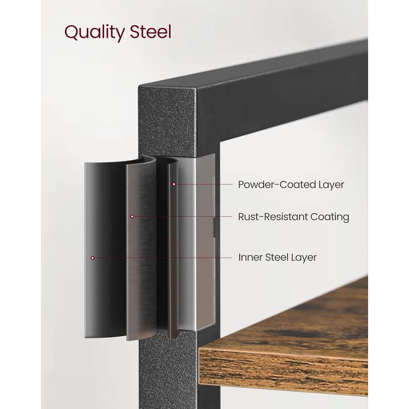 Casa si Gradina - Mobilier - Biblioteci si rafturi - Biblioteci - Biblioteca cu 6 rafturi, etajera stil industrial, PAL si cadru metalic, 30x80x186 cm, maro rustic - Infinity.ro