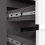 Casa si Gradina - Mobilier - Comode si corpuri - Noptiere - Noptiera cu 3 sertare, PAL laminat, 40x35x57 cm, gri grafit si alb - Infinity.ro