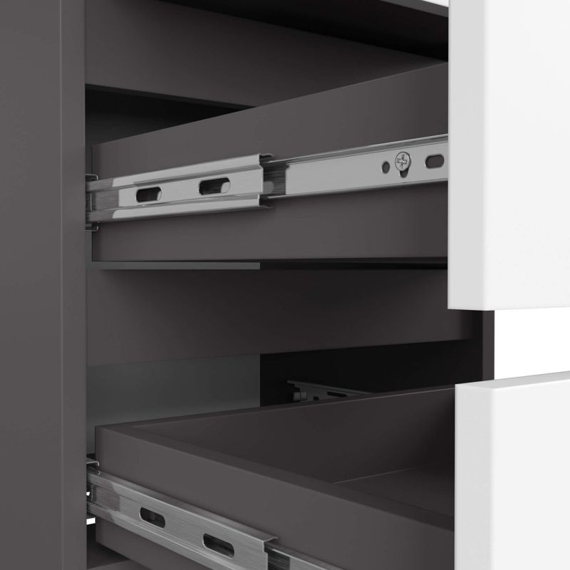 Casa si Gradina - Mobilier - Comode si corpuri - Noptiere - Noptiera cu 3 sertare, PAL laminat, 40x35x57 cm, gri grafit si alb - Infinity.ro