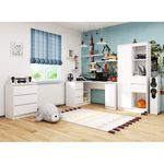 Casa si Gradina - Mobilier - Mese si birouri - Birouri - Birou colt stanga cu 3 sertare si rafturi, 155x85x77 cm, alb - Infinity.ro