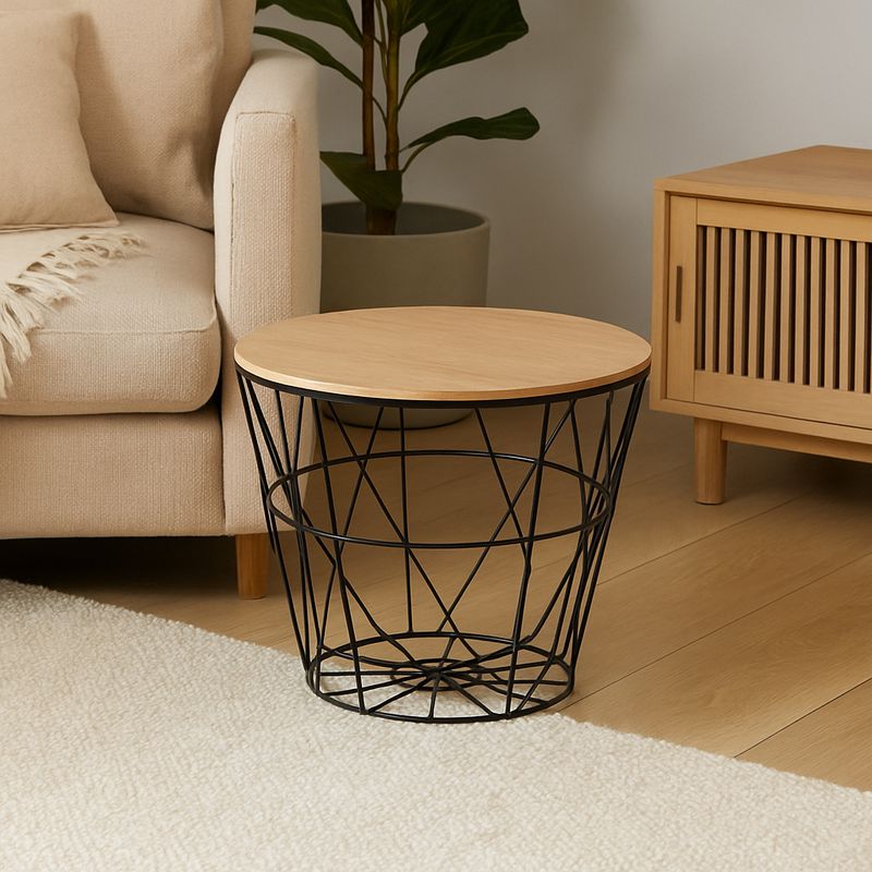 Casa si Gradina - Mobilier - Mese si birouri - Masute de cafea - Masuta cafea rotunda Atmosphera Kumi, 38x30 cm, negru - Infinity.ro