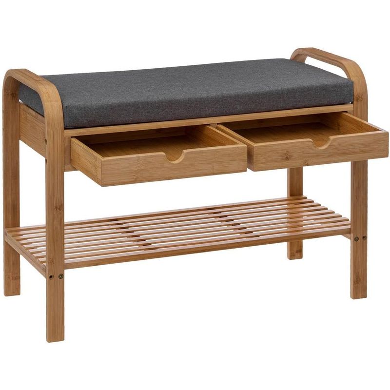 Casa si Gradina - Mobilier - Dulapuri si sifoniere - Dulapuri pantofi - Banca suport pantofi 5Five cu 2 sertare, bambus, 74x34x55 cm, bej - Infinity.ro