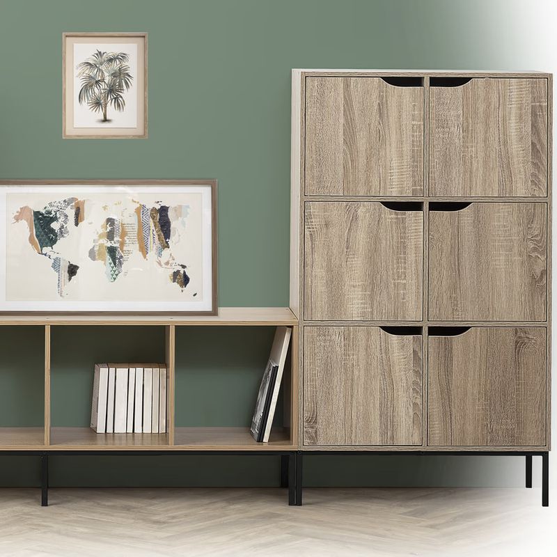 Casa si Gradina - Mobilier - Comode si corpuri - Comode - Comoda 5Five Mix n Modul, 6 compartimente, finisaj stejar, 67x32x101 cm, bej - Infinity.ro