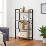 Casa si Gradina - Mobilier - Biblioteci si rafturi - Biblioteci - Biblioteca cu 4 etaje din lemn, cadru otel, stil industrial, 66x30x120cm, maro rustic - Infinity.ro