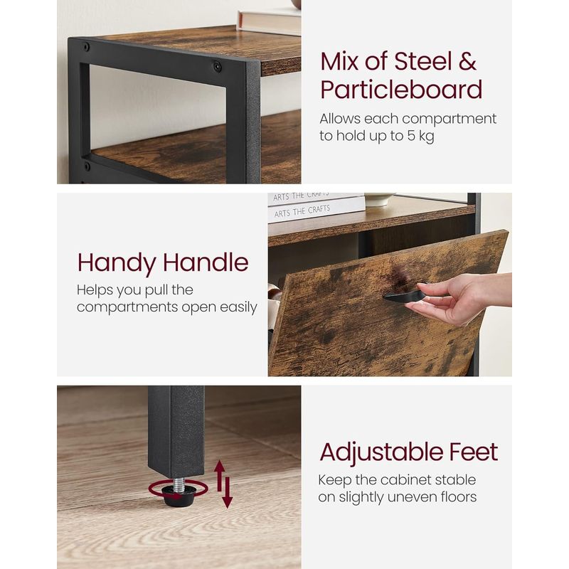 Casa si Gradina - Mobilier - Dulapuri si sifoniere - Dulapuri pantofi - Dulap pentru pantofi cu 3 usi rabatabile, despartitoare interioare, pentru 15-18 perechi, 60x30x130cm, maro rusic - Infinity.ro