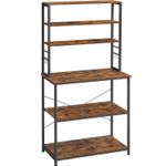 Casa si Gradina - Mobilier - Comode si corpuri - Corpuri bucatarie - Raft de bucatarie cu spatiu pentru cuptorul cu microunde, 6 rafturi, otel, industrial, 40x80x167cm, maro retro si negru - Infinity.ro