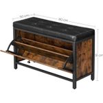 Casa si Gradina - Mobilier - Dulapuri si sifoniere - Dulapuri pantofi - Banca cu organizator pantofi, cu clapeta, 30x80x51cm, industrial vintage, maro cu negru - Infinity.ro