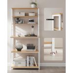 Casa si Gradina - Mobilier - Biblioteci si rafturi - Biblioteci - Raft de bucatarie cu spatiu pentru cuptorul cu microunde, 6 rafturi, otel, industrial, 40x80x167cm, maro stejar si alb - Infinity.ro