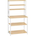 Casa si Gradina - Mobilier - Biblioteci si rafturi - Biblioteci - Raft de bucatarie cu spatiu pentru cuptorul cu microunde, 6 rafturi, otel, industrial, 40x80x167cm, maro stejar si alb - Infinity.ro