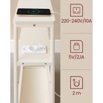 Casa si Gradina - Mobilier - Mese si birouri - Masute de cafea - Masuta ingusta cu priza si porturi de incarcare USB, 3 rafturi, 45x18x58 cm, alb crem - Infinity.ro