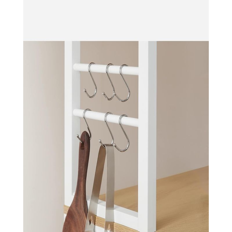 Casa si Gradina - Mobilier - Biblioteci si rafturi - Biblioteci - Raft de bucatarie cu spatiu pentru cuptorul cu microunde, 6 rafturi, otel, industrial, 40x80x167cm, maro stejar si alb - Infinity.ro