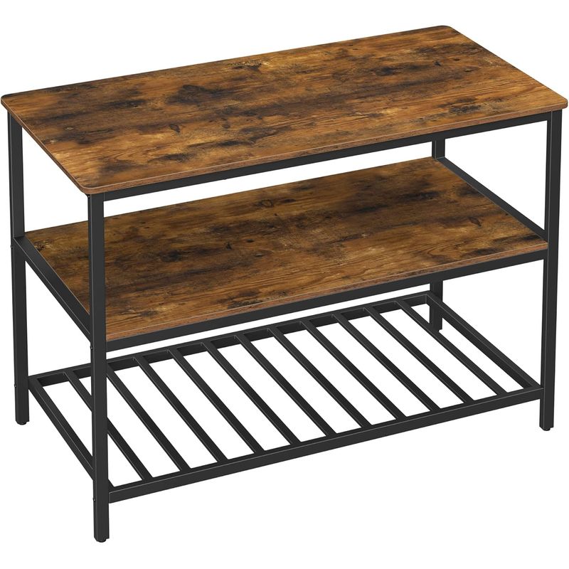 Casa si Gradina - Mobilier - Biblioteci si rafturi - Biblioteci - Raft de bucatarie tip insula, cadru de otel cu 3 nivele, stil industrial, 60x120x90cm, maro - Infinity.ro