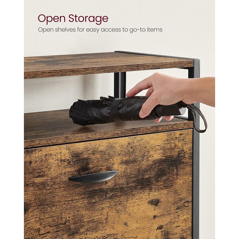 Casa si Gradina - Mobilier - Dulapuri si sifoniere - Dulapuri pantofi - Dulap pentru pantofi cu 3 usi rabatabile, despartitoare interioare, pentru 15-18 perechi, 60x30x130cm, maro rusic - Infinity.ro