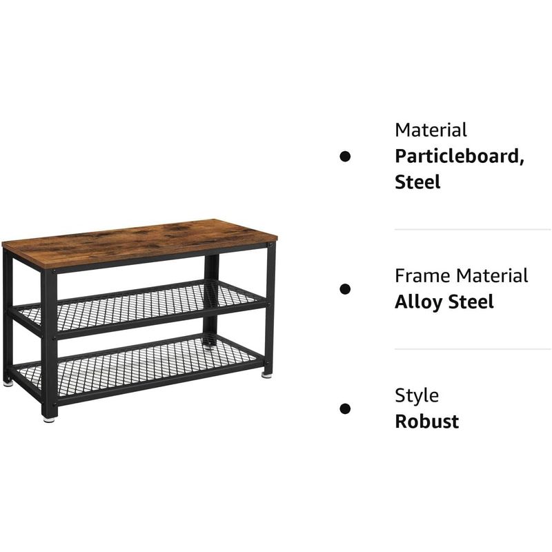 Casa si Gradina - Mobilier - Dulapuri si sifoniere - Dulapuri pantofi - Raft pentru pantofi cu 2 polite, 73x30x45cm, otel, stil industrial, maro rustic si negru - Infinity.ro