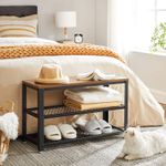 Casa si Gradina - Mobilier - Dulapuri si sifoniere - Dulapuri pantofi - Raft pentru pantofi cu 2 polite, 73x30x45cm, otel, stil industrial, maro rustic si negru - Infinity.ro